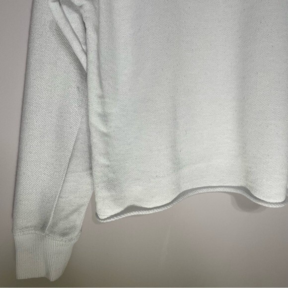 aerie crewneck cropped distressed white athletic sweater cotton blend - Picture 4 of 10